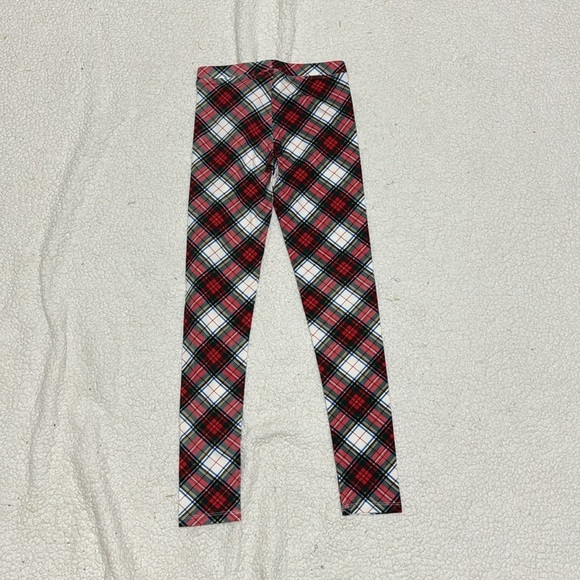 Crewcuts Girls Ivory and Red Plaid Everyday Leggings Sizes 12 - Picture 3 of 4